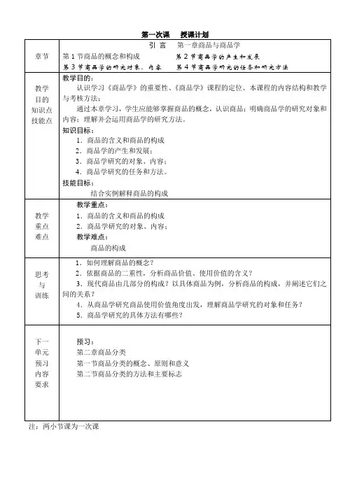 商品学教案第一章(1)范文