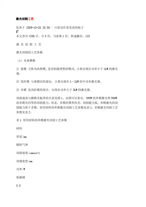 激光切割工艺详解