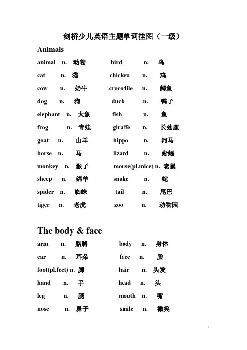 剑桥少儿英语主题单词挂图(一级)(1)