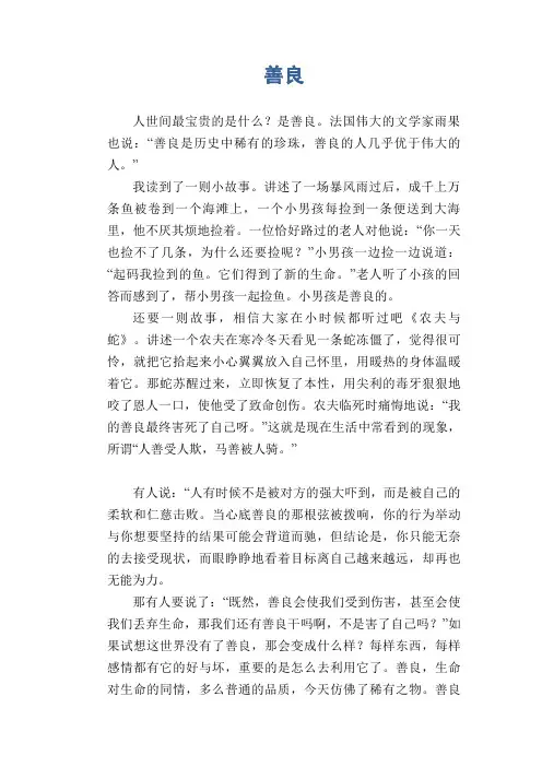 高中生优秀作文精选：善良