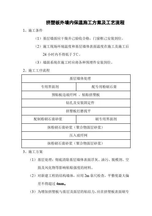 挤塑板外墙内保温施工方案及工艺流程