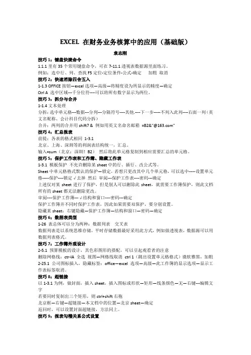 EXCEL 在财务业务核算中的应用
