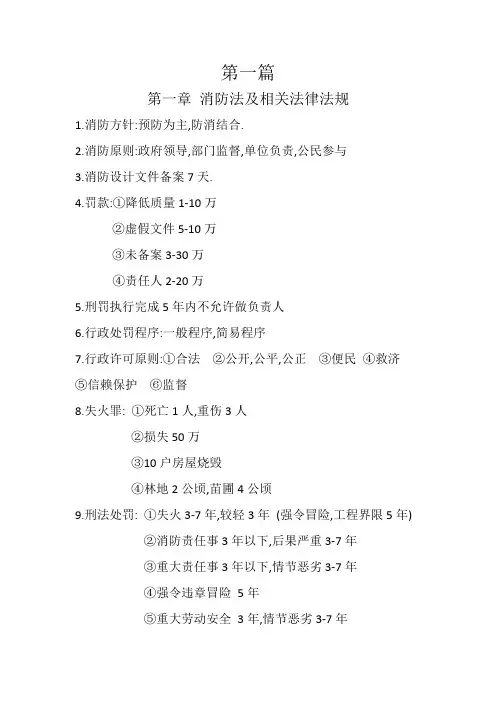 消防安全技术综合能力(自己归纳资料,缩化版)第一篇