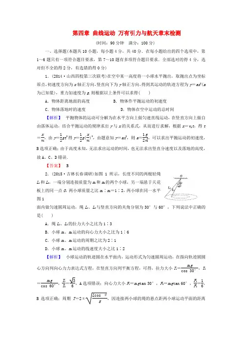 2016届高考物理一轮复习第四章曲线运动万有引力与航天章末检测卷