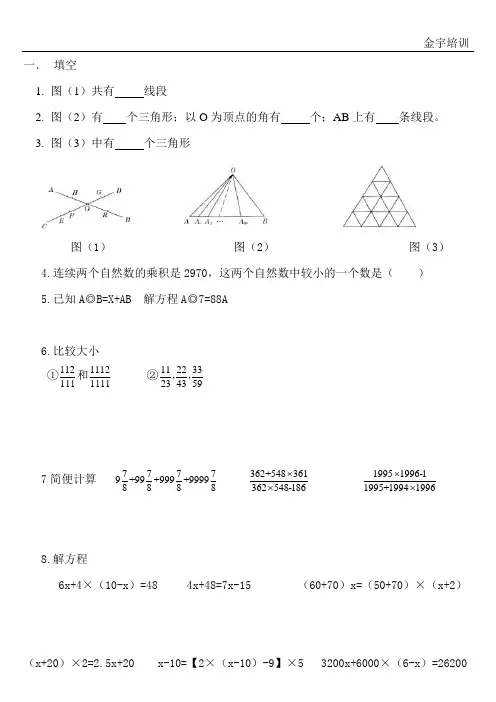 五年级奥数测试卷