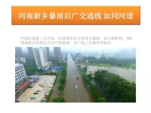 河南新乡暴雨后广交通线 如同河道
