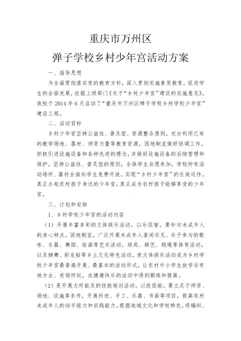 弹子学校乡村少年宫活动方案