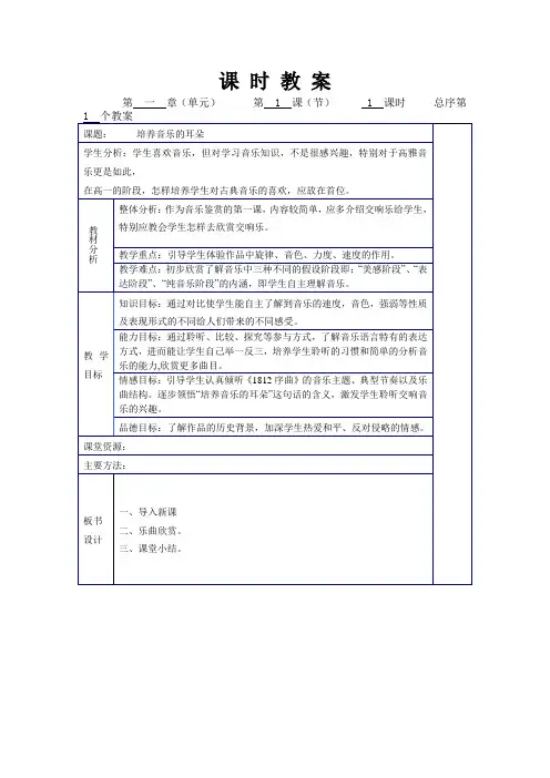 高中音乐培养音乐的耳朵
