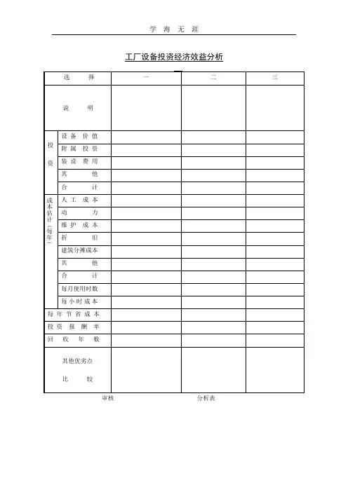 工厂设备投资经济效益分析.doc