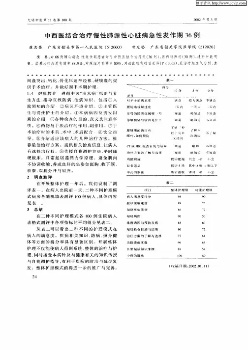 中西医结合治疗慢性肺源性心脏病急性发作期36例