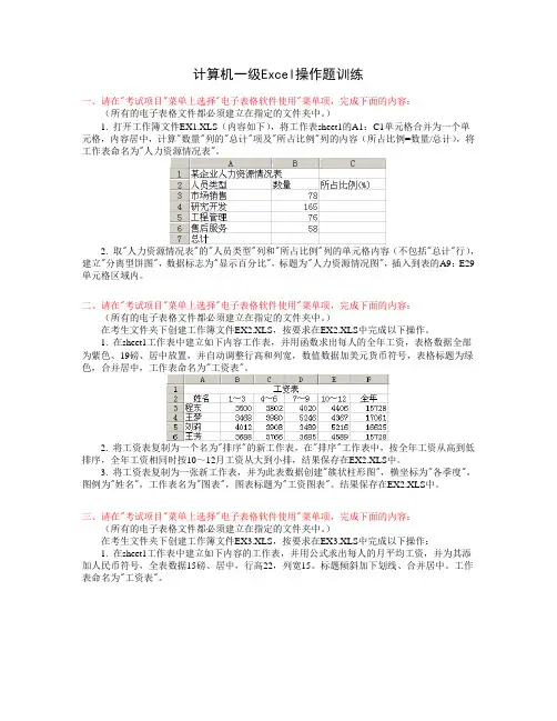 计算机一级Excel操作题训练[1]
