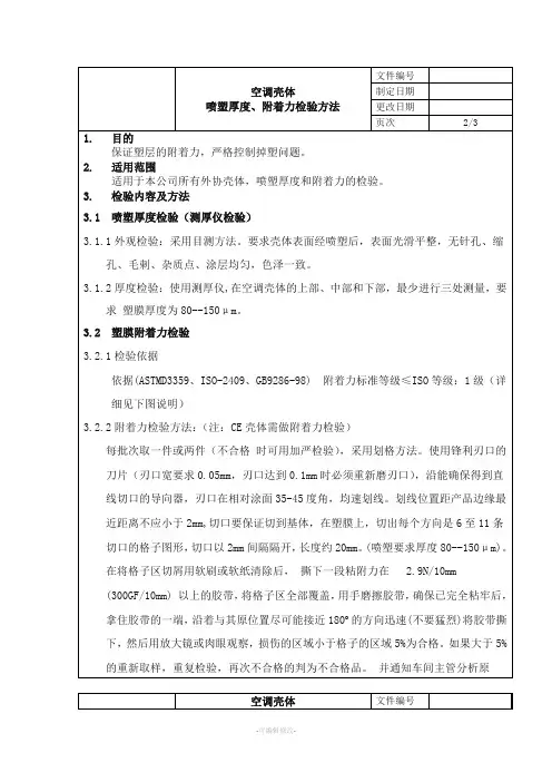 喷塑厚度及附着力检验方法