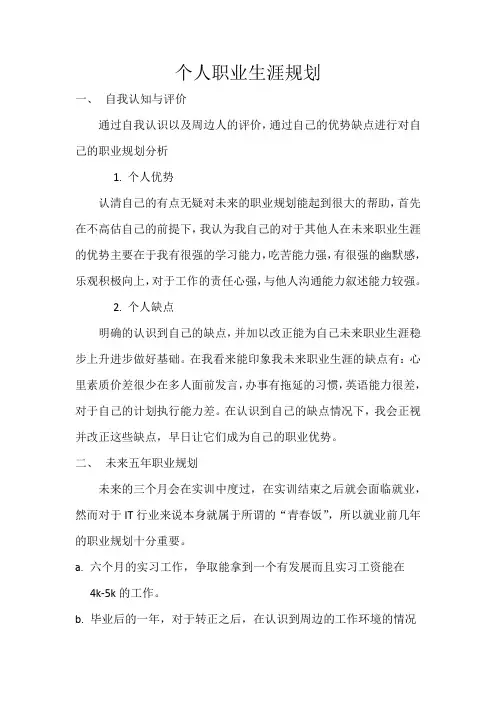 个人职业生涯规划 2