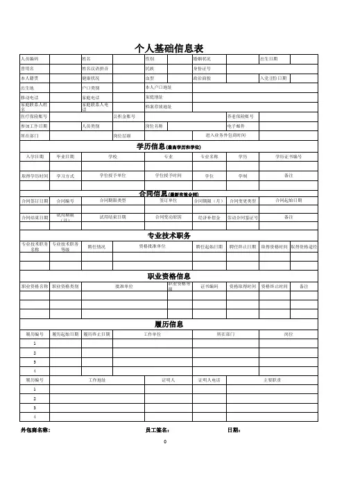 个人基础信息表