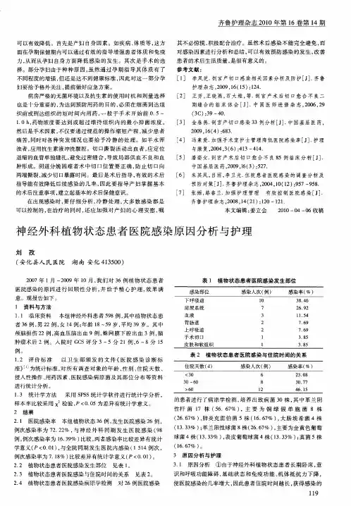 神经外科植物状态患者医院感染原因分析与护理