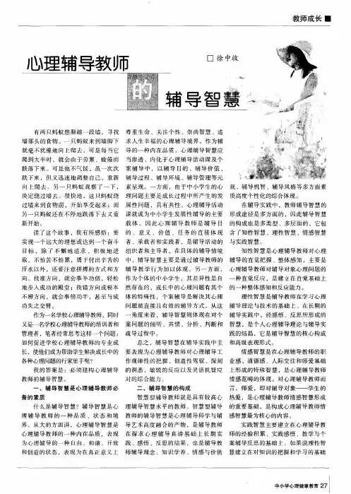心理辅导教师的辅导智慧