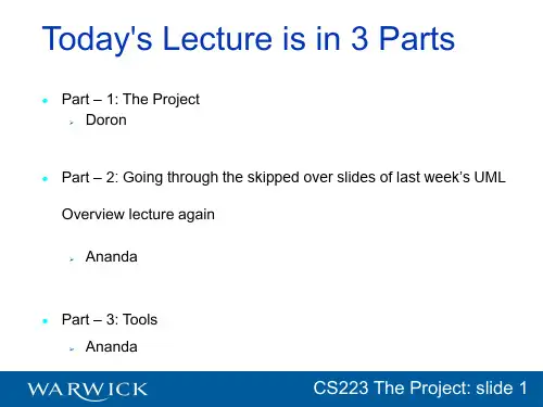 Project Lecture Slides的项目教学幻灯片