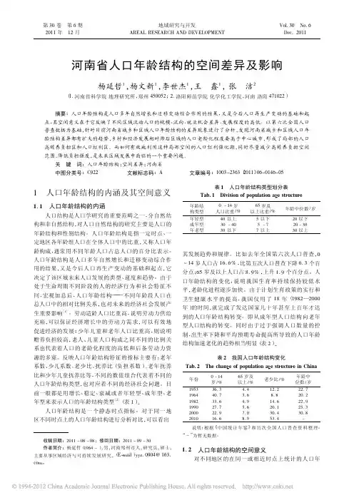 河南省人口年龄结构的空间差异及影响