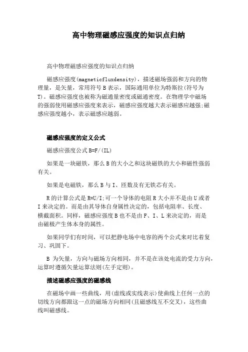 高中物理磁感应强度的知识点归纳