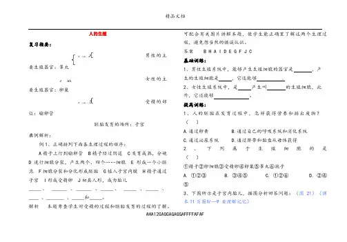 七年级生物下册人的生殖练习