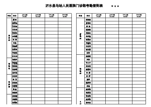 2019门诊部考勤签到表