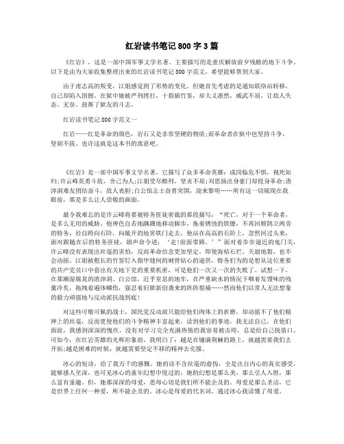 红岩读书笔记800字3篇