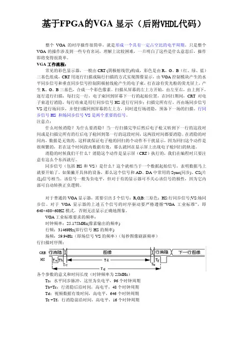 基于FPGA的VGA显示详解(附VHDL代码)