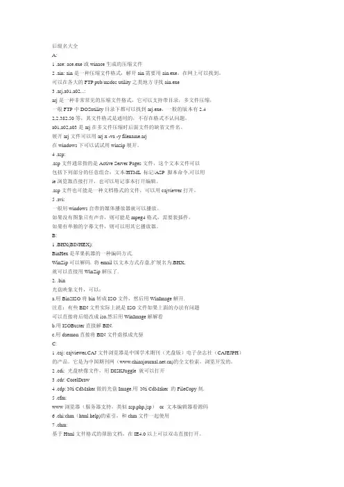 文件名后缀大全(肯定用的上)