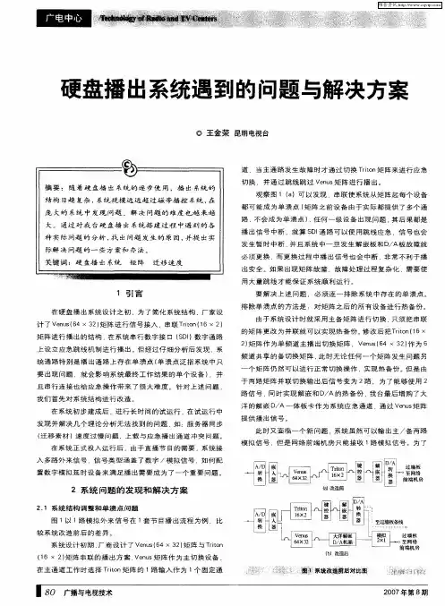 硬盘播出系统遇到的问题与解决方案