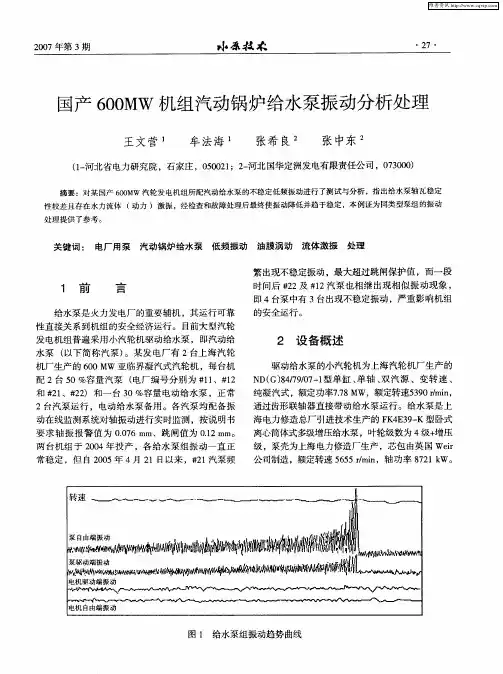 国产600MW机组汽动锅炉给水泵振动分析处理