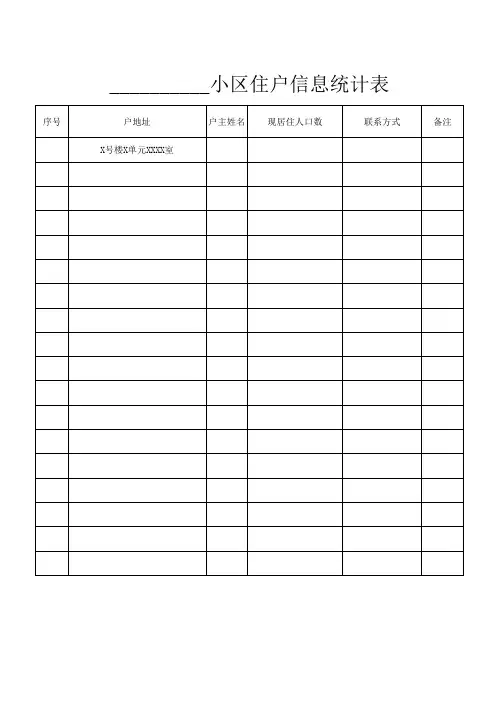 小区住户信息统计表