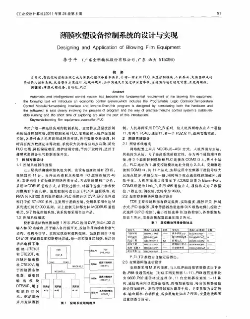 薄膜吹塑设备控制系统的设计与实现