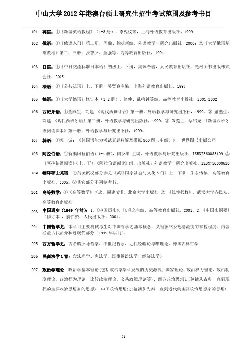 中山大学2012年在港澳台地区招收硕士研究生-中山大学研究生院