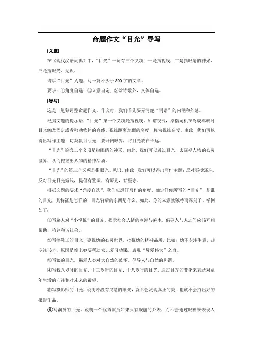命题作文《目光》导写