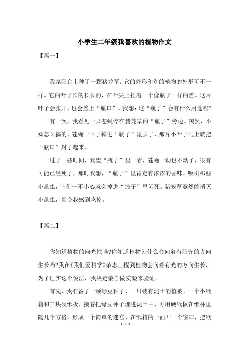 小学生二年级我喜欢的植物作文