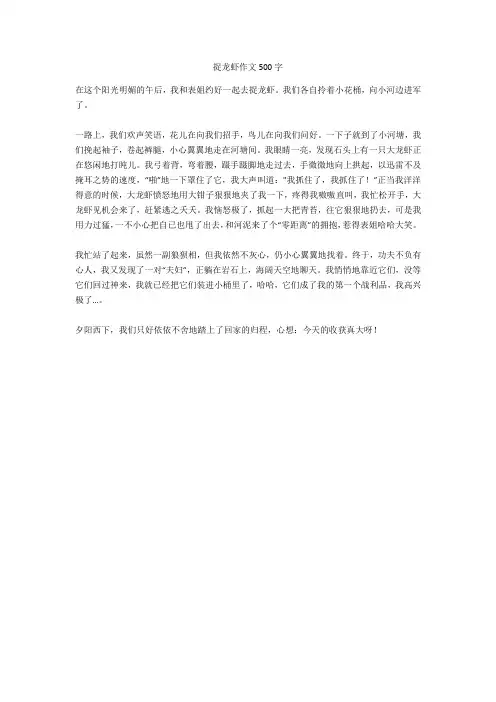 捉龙虾作文500字(优秀作文)
