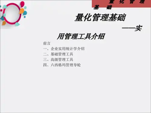 量化管理基础——实用管理工具介绍