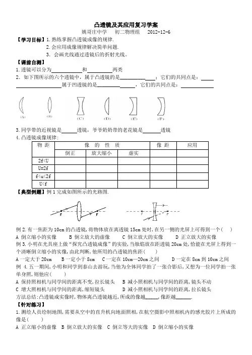 凸透镜及其应用复习学案