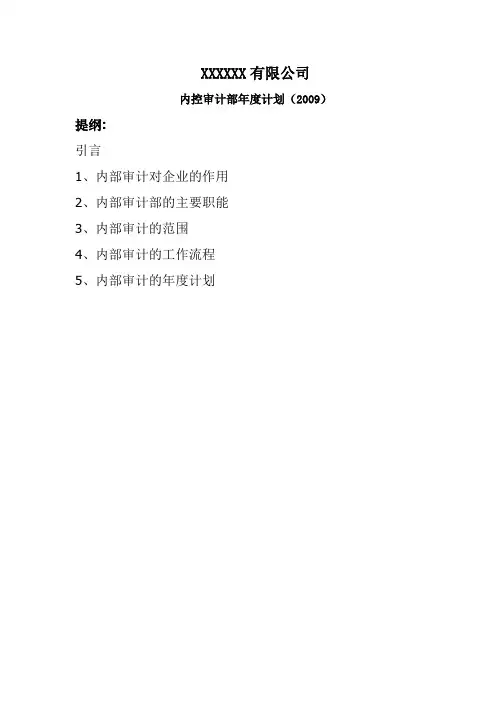 内部审计年度计划