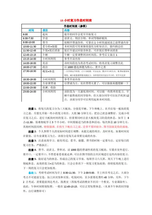 作息时间表