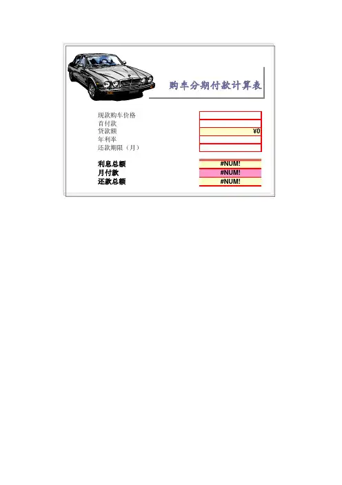 分期付款购车计算器(带公式自动计算)