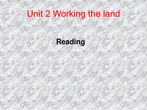 人教版高一英语必修4 Unit2 working the land Reading