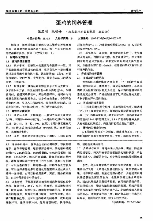 蛋鸡的饲养管理