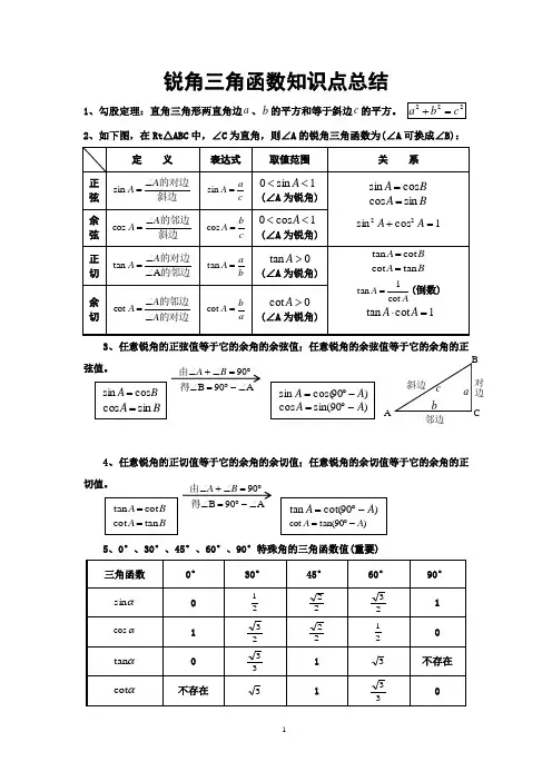 锐角三角函数复习
