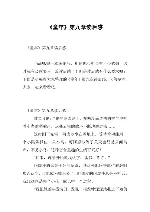 《童年》第九章读后感