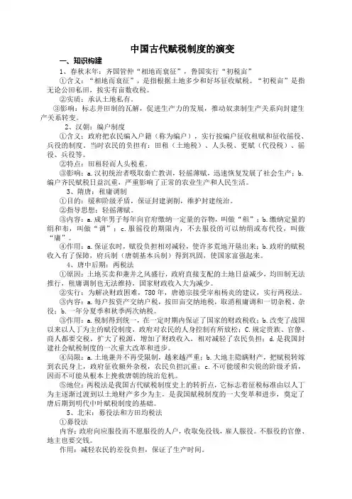 中国古代赋税制度的演变