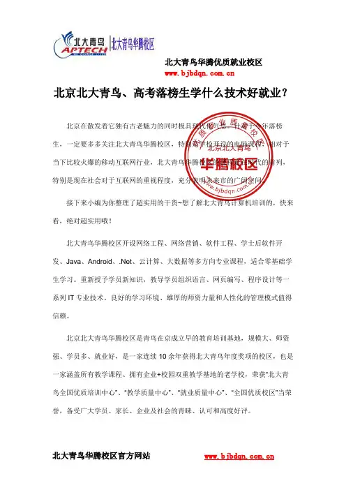 北京北大青鸟、高考落榜生学什么技术好就业？