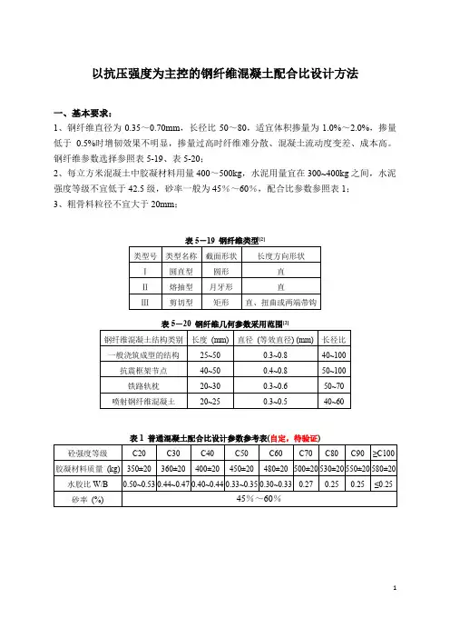 钢纤维混凝土配合比设计方法