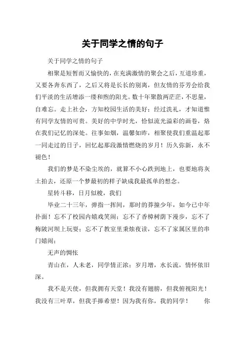 关于同学之情的句子