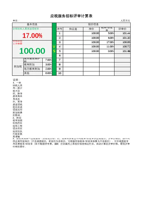 增值税采购比价